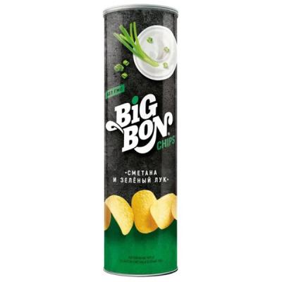 BIGBON чипсы из сырого картофеля со вкусом сметана зеленый лук 130г*12