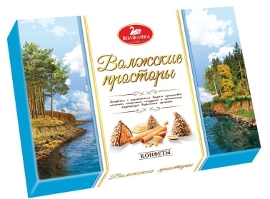 Волжские просторы в вафельной крошке конфеты 131гр 12шт Славянка