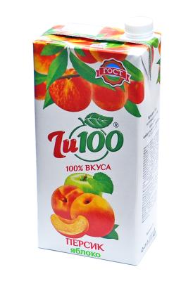 Нектар Персиково-яблочный Ju100 тетра пак Гост 1,95 л (6) Широкий Карамыш