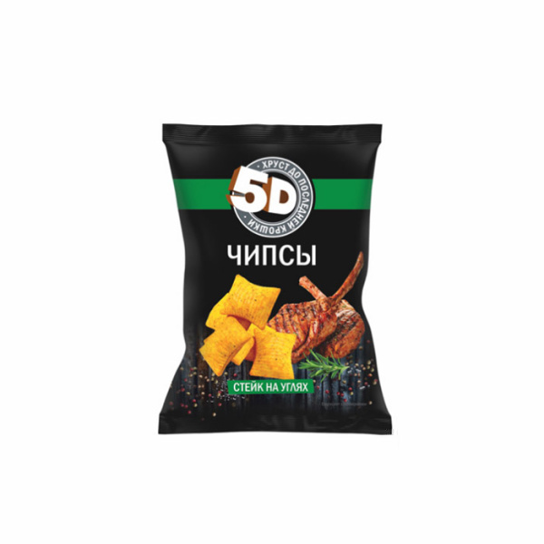 Чипсы пшеничные 5D со вкусом стейк на углях 90г*28
